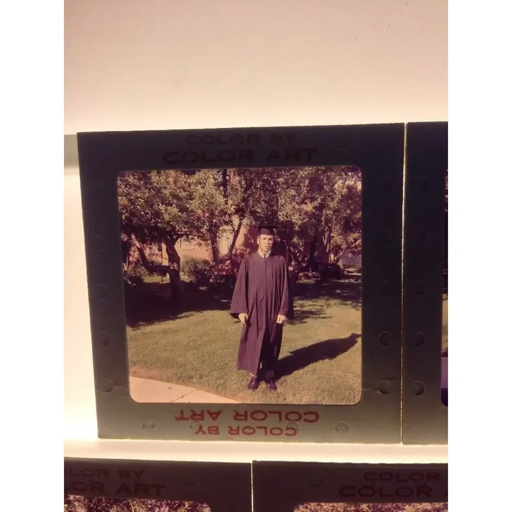Lot of 7 Vintage 1960s Boy Girl Graduation Family Photographs Color Art Slides